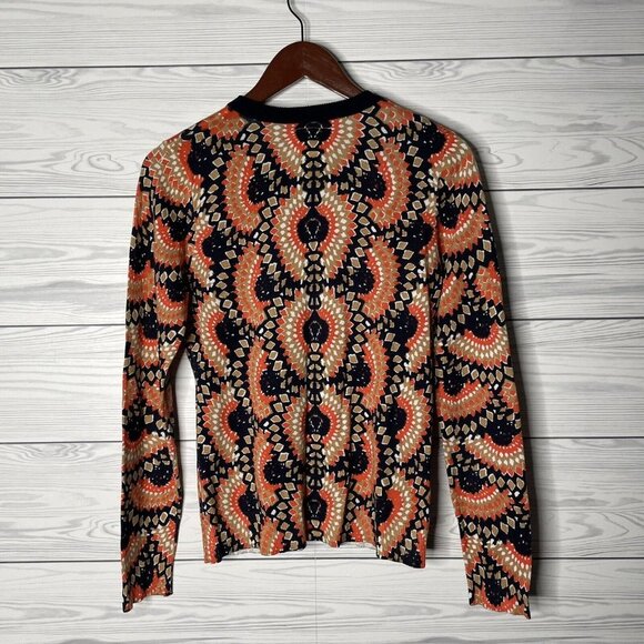 Tabitha Anthropologie Odval Art Deco Geo Print Button Up Cardigan Sweater M - Picture 6 of 8